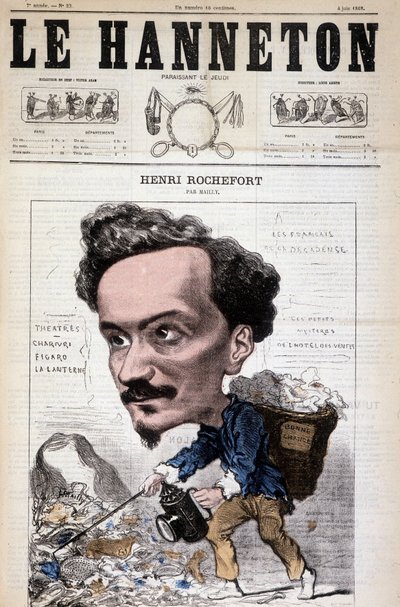 Karikatur von Henri Rochefort (1831-1913), französischer Journalist, Schriftsteller und Politiker. In Le Hanneton, 4. Juni von Hippolyte Mailly