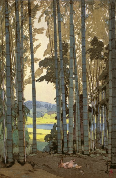 Hühner im Bambuswald von Hiroshi Yoshida