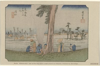 Hamamatsu Nr. 30. Hawawatsu: einer der 53 bemerkenswerten Orte am Tokaido, gemalt von Hiroshige De Tōkaidō von Hiroshige (Serientitel) Hiroshige no fude Tōkaidō (Serientitel auf Objekt) von Hiroshige (I) , Utagawa