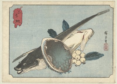 Plattfische, Abalone und Beeren von Hiroshige (I) , Utagawa