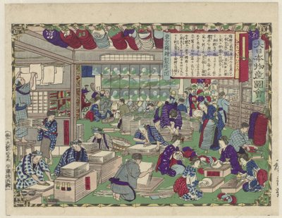 Eine Darstellung der Fächerproduktion in Tokio von Hiroshige (III) , Utagawa