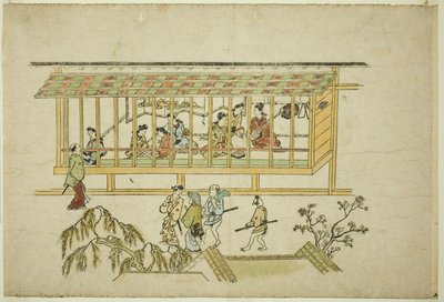 Ein Haus der Kurtisanen, aus der Serie "Das Erscheinungsbild von Yoshiwara (Yoshiwara no tei)" von Hishikawa Moronobu