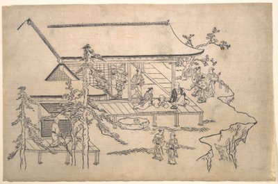 Blumenbetrachtungsszene von Hishikawa Moronobu