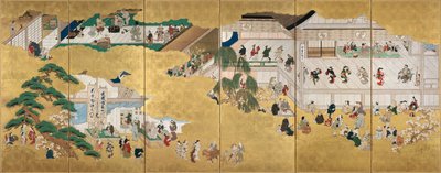 Szenen aus dem Nakamura Kabuki Theater von Hishikawa Moronobu