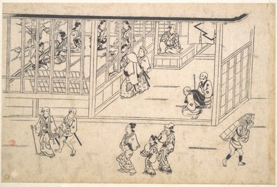 Straßenszene im Yoshiwara von Hishikawa Moronobu