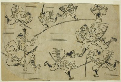 Der Tengu-König trainiert seine Schüler, ca. 1690 von Hishikawa Moronobu