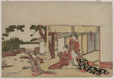 Frauen auf einer Veranda, ca. 1800 von Hishikawa Sori III