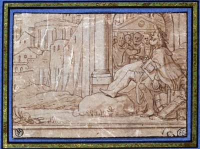 Der Weise (meditierend). Zeichnung von Hobben. 16. Jahrhundert. von Hobben
