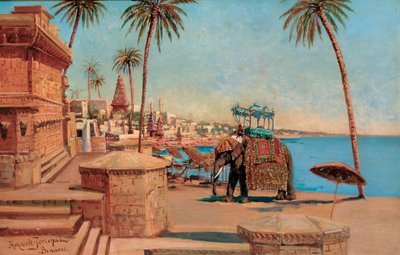 Ein Staatselefant beim Raja, Benares von Holger Hvitfeldt Jerichau