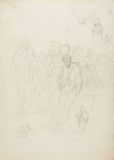 Eine Gruppe von Männern und andere Skizzen, 1857 von Honoré Daumier