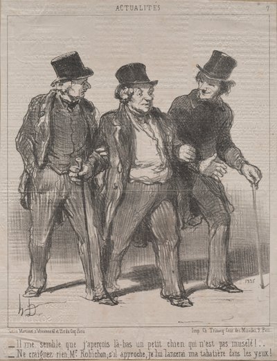 Actualities No. 7: Es scheint mir, dass ich dort einen kleinen Hund bemerke, der nicht angeleint ist!, 1852 von Honoré Daumier
