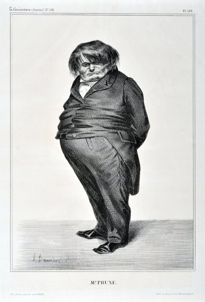 Charivari von 1833: Serie Celebrites de la Caricature. M. Plum. MUSEE DES BEAUX ARTS - PALAIS LONGCHAMP, MARSEILLE von Honoré Daumier