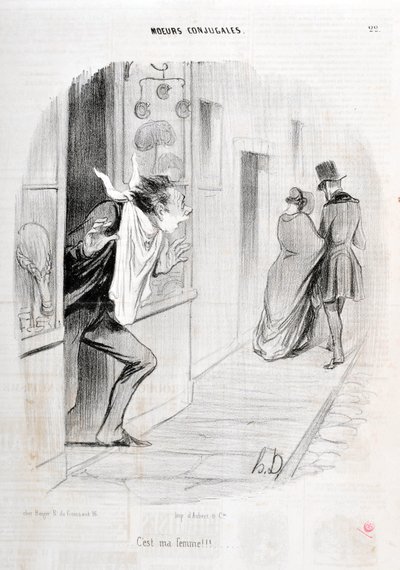 Werk von Honore Daumier (1808-1879). Charivari stammt aus dem Jahr 1840 Serie MORIES CONJUAL - Es ist meine Frau!!! MUSEUM DER SCHÖNEN KÜNSTE - PALAST LONGCHAMP, MARSEILLE von Honoré Daumier