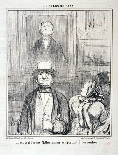 Werk von Honore Daumier (1857): Serie SALON DE 1857 „Es ist immer noch schmeichelhaft, sein Porträt auf der Ausstellung zu haben“ von Honoré Daumier
