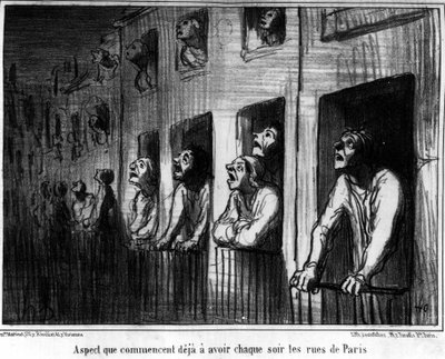 Aspekt, den die Straßen von Paris jede Nacht bereits zu haben beginnen, Karikatur über den Kometen von 1857 von Honoré Daumier (1808-1879). Charivari von Honoré Daumier
