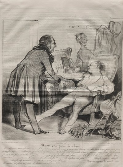 Caricaturana, Platte 72: Rezept zur Heilung von Koliken, 14. Januar 1838 von Honoré Daumier