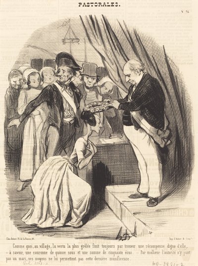 Wie im Dorf die Tugend am meisten gelobt wird... von Honoré Daumier