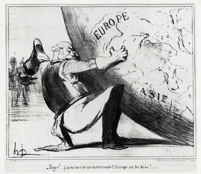 Deutschland: bigre!... Ich habe mich geirrt, ganz Europa auf meine Hände zu legen. Illustration von Honore Daumier (1808-1879), veröffentlicht in den Nachrichten, „Charivari“, datiert 25. Januar von Honoré Daumier