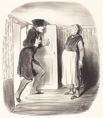 Unannehmlichkeit, ein Zwischengeschoss ohne Vorsicht zu besuchen von Honoré Daumier