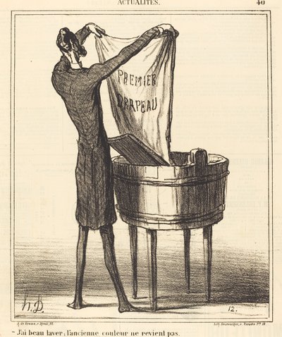 Ich kann waschen, wie ich will, die alte Farbe... von Honoré Daumier