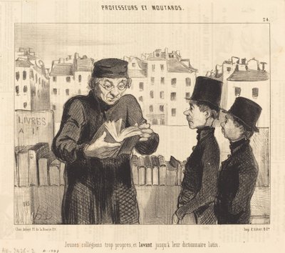 Junge Schüler... waschen sogar ihr lateinisches Wörterbuch von Honoré Daumier