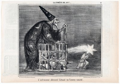 Der Komet von 1857, Der deutsche Astronom lässt eine berühmte Ente los, aus Le Charivari, veröffentlicht 1858 von Honoré Daumier