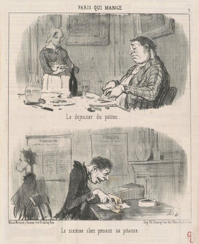 Das Frühstück des Chefs, der sechste Schreiber von Honoré Daumier
