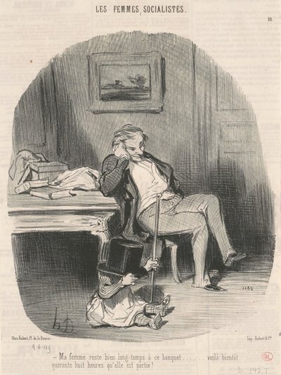 Meine Frau bleibt lange bei diesem Bankett ... von Honoré Daumier