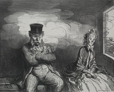 Im Zug: Ein angenehmer Begleiter, 1862 von Honoré Daumier