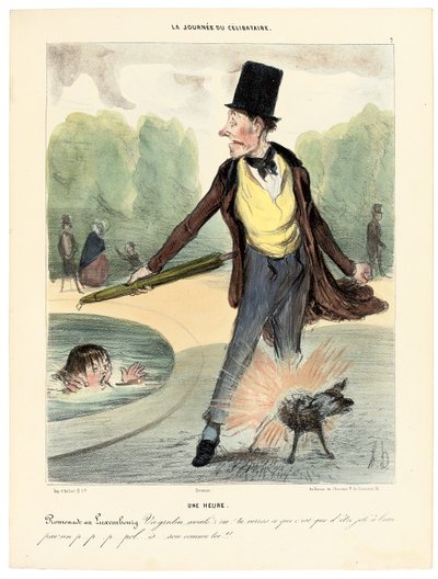 Ein Uhr: Spaziergang im Jardin du Luxembourg, 1839 von Honoré Daumier