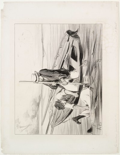 Pariser Bootsmänner, Tafel 14: Mann über Bord, 1843 von Honoré Daumier