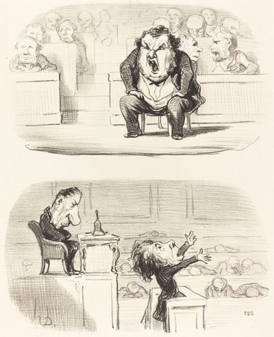 Wenn ein langweiliger Redner das Podium betritt von Honoré Daumier