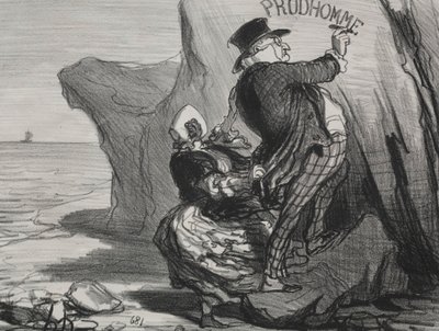 Der gute Bourgeois, Platte 3: Ich möchte ein unvergängliches Denkmal unseres Besuchs hinterlassen..., 1854 von Honoré Daumier
