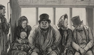Der Omnibus: Innenansicht des Omnibusses von Honoré Daumier