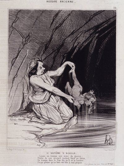 Die Taufe des Achilles - in „Charivari“ um 1840 - Honoré Daumier von Honoré Daumier