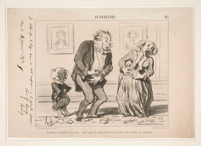 Ein Familieninterieur am 2. Januar von Honoré Daumier