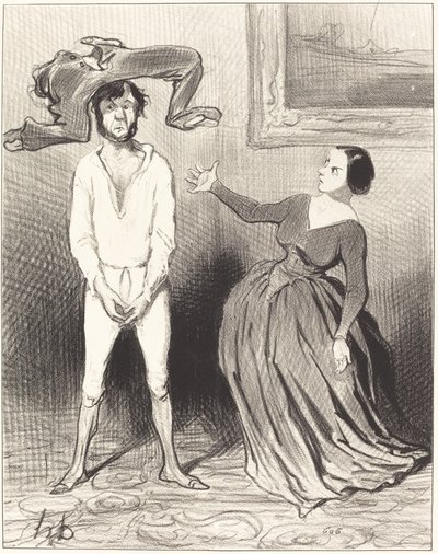 Eine Frau wie ich... einen Knopf annähen?... von Honoré Daumier