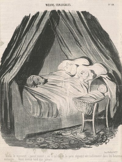 Das ist der Moment (nach Mitternacht), in dem Ruhe und Frieden wirklich in glücklichen Haushalten herrschen. Besser spät als nie. von Honoré Daumier