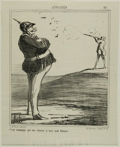 „-Wie schade, dass ich nicht jagen darf,“ Tafel 180 aus Actualités von Honoré Victorin Daumier