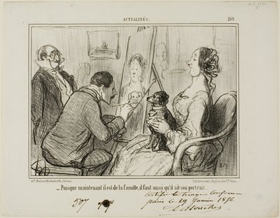 „- Da er jetzt Teil der Familie ist, muss auch sein Porträt gemacht werden“, Platte 269 aus Actualités von Honoré Victorin Daumier