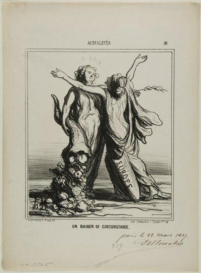 Ein Kuss der Umstände, Platte 50 aus Aktualitäten von Honoré Victorin Daumier