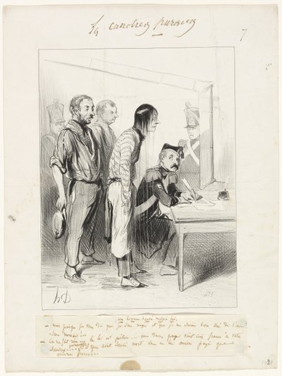 Ein Mann wider Willen gerettet, Platte sieben aus Les Canotiers Parisiens von Honoré Victorin Daumier