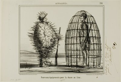 Ein neues Outfit für die Löwenjagd, Platte 395 aus Actualités von Honoré Victorin Daumier