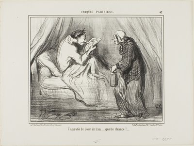 „Ein Protest am Neujahrstag! Was für ein Glück! ...........,“ Platte 42 aus Croquis Parisiens von Honoré Victorin Daumier