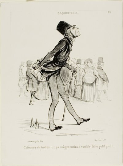 Verdammte Stiefel! Das wird mich lehren, kleinere Schritte zu machen..., Platte 6 aus Coquetterie von Honoré Victorin Daumier