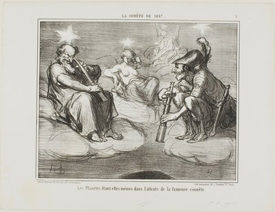 Sogar die Planeten beobachten mit Interesse die Ankunft des berühmten Kometen, Platte 9 aus La Comète De 1857 von Honoré Victorin Daumier
