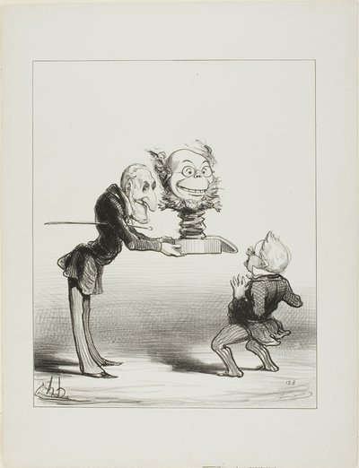 Vater Molé bringt Neujahrsgeschenke an den kleinen Thiers, Platte 62 aus Actualités von Honoré Victorin Daumier