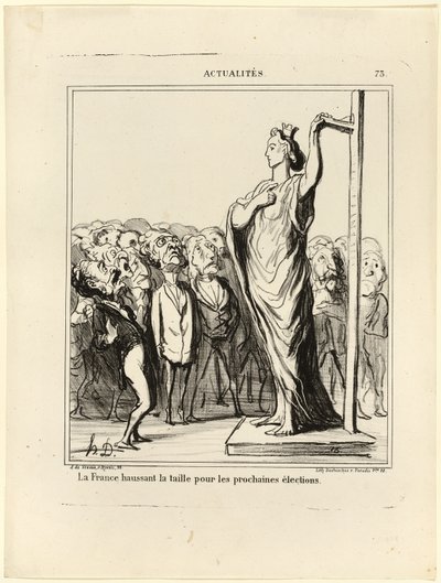 Frankreich bereitet sich darauf vor, ihre Kandidaten nach Maßstäben zu prüfen, Platte 73 aus Actualités von Honoré Victorin Daumier