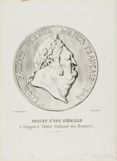 Louis-Philippe, letzter König der Franzosen 1848. Entwurf für eine Medaille, die von der Nationalen Münzanstalt hergestellt werden soll von Honoré Victorin Daumier