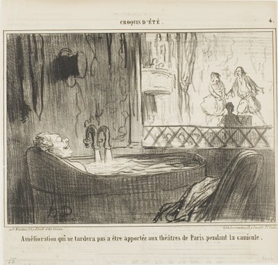 Vorschlag zur Verbesserung der Theater in Paris, der während der Hundstage nicht ausbleiben wird, Tafel 4 aus Croquis d